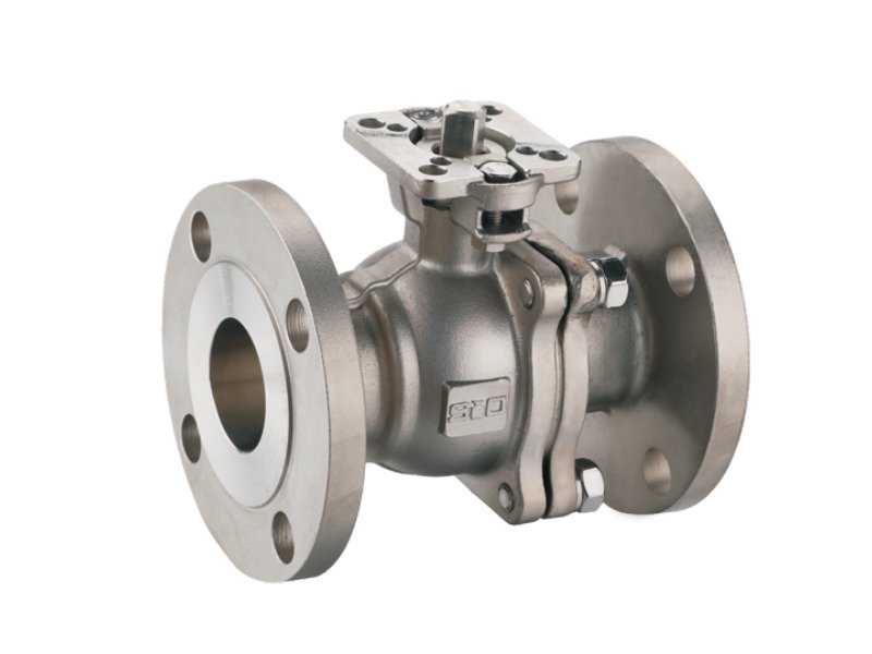 Válvula de bola acero inoxidable 2 piezas con flanges ANSI 150 y plataforma ISO 5211 para actuador