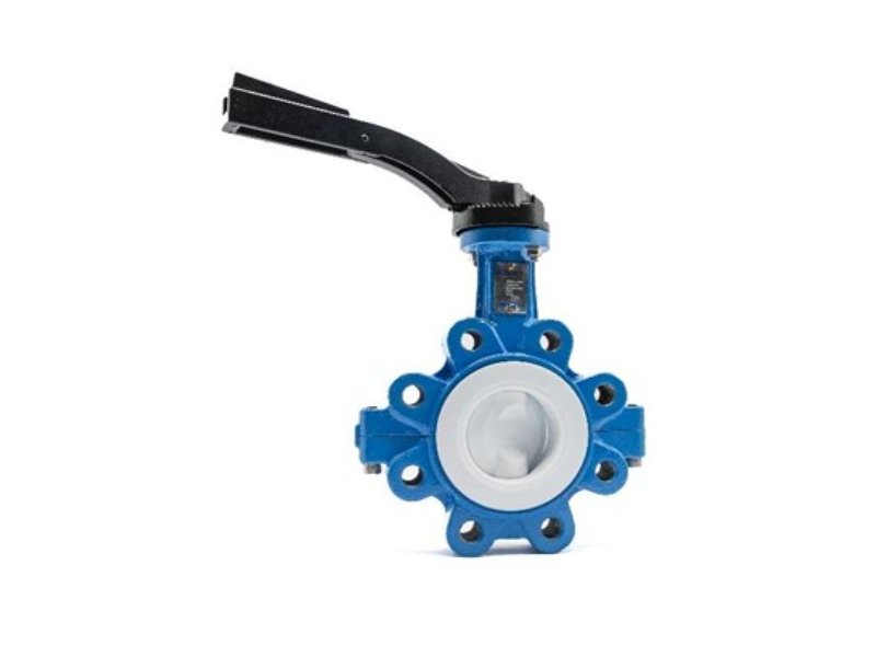 Válvula mariposa tipo lug con asiento PTFE para montaje entre flanges