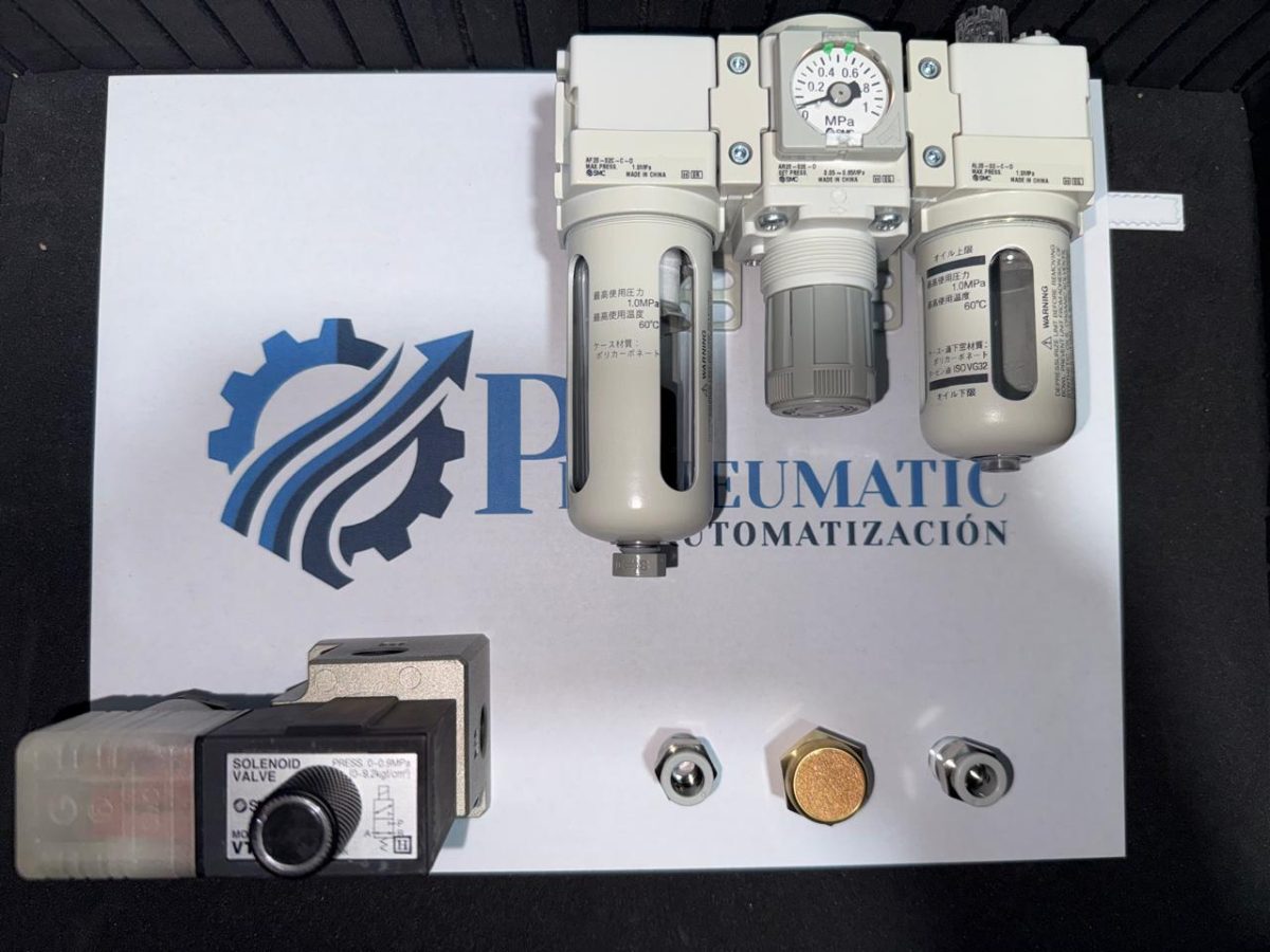 Unidad FRL SMC serie AC, electroválvula VT y racores KQ2 en stock Proneumatic